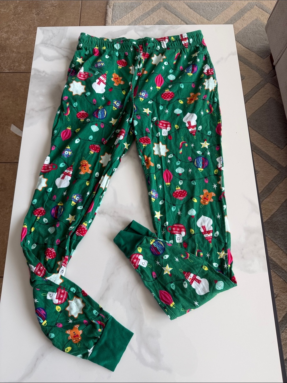 Kids Green Holiday Print Pajama Pants
